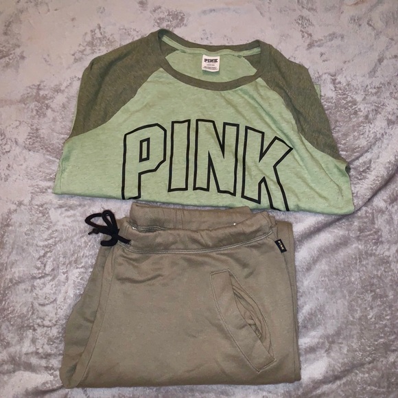 PINK Victoria's Secret Pants - Victoria’s Secret Pink Army Green Matching Set